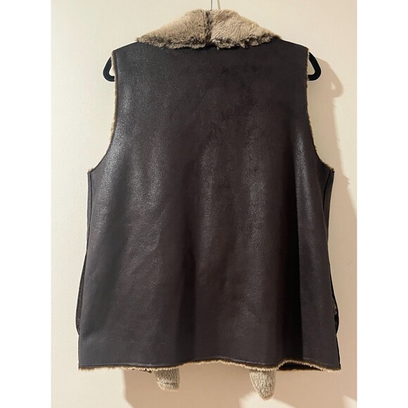 Marc New York Andrew Marc Dark Brown Faux Fur & Suede Festival Vest Womens M - Picture 6 of 9